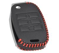 Clynex Funda for Llave de Coche de 3 Botones, for Kia, Sedona Optima Ceed Soul Rondo Carens, Funda de Cuero Negro, Soporte sin Llave, protección for Llavero Funda para Llave de Coche