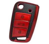 Clynex Funda for Llave de Coche de 3 Botones, for VW, for Golf, 7, for POLO, for Passat, for Seat, Ibiza Leon, for Skoda, for Octavia, Fabia, Mando a Distancia Plegable de Cuero TPU Funda para llave d