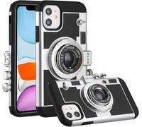 Clysburtuony Funda para iPhone 16Pro Emily in Paris 16 Pro con cámara retro en 3D, funda cruzada con correa para el cuello para niñas y mujeres, color negro (iPhone 16Pro)
