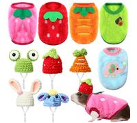 Clysee Juego de Ropa de Conejillo de Indias de 10 Piezas, 5 Trajes de Disfraz de Conejillo de Indias, 5 Bonitos Mini Sombreros con Correa Ajustable, Chaleco cálido de Animales pequeños, suéter