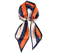 Clysoru Bufanda de satén para mujer, bufanda estampada para el cabello, bufandas, bufandas, moda, elegante, diseño de ángulo oblicuo, 59 x 5.9 pulgadas, Lazo naranja, azul y blanco, 59*5.9in