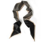 Clysoru Pañuelo de seda para el cuello, bufandas estampadas, para mujer, con ángulo oblicuo, de satén, para bolsa de pelo, 59 x 5.9 pulgadas, Sarga negra y dorada, 59 * 5.9in