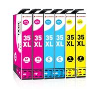CLYWENSS 35XL 35 XL Cartuchos de tinta de color compatibles con Epson WorkForce Pro WF-4720 WF-4725 WF-4730 WF-4740 WF-4720DWF WF-4725DWF WF-4730DTWF WF-4740DTWF WF-4740DTWF, paquete de 6 (amarillo