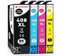 Clywenss 408XL Cartuchos de Impresora Compatible con Epson 408L 408XL 408 Multipack para Workforce Pro WF-C4310DW WF-C4810DTWF WF-C4310 WF-C4810 WFC4310 WFC4810 Cartuchos