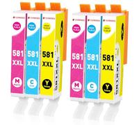 Clywenss 581 XXL Multipack Compatible con Canon 581 CLI-581XXL para TS6350a TS6350 TR8550 TS705 TS6300 TS6351a TS9550 TS6150 TS8350 TS8352a Cartuchos 6 (Cian, Magenta y Amarillo)