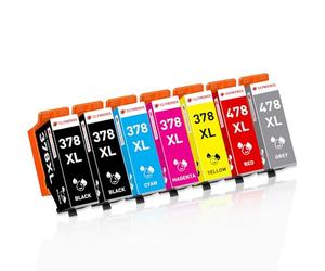 Clywenss 7-Pack 378XL 478XL Cartuchos de Impresora Compatible con Epson 378 478 XL 378XL 478XL Multipack para Expression Photo HD XP-15000 XP15000 Tintas (2 Negro, Rojo, Gris, Cian, Magenta, Amarillo)