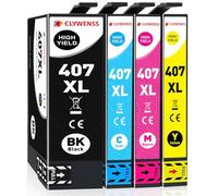 Clywenss Cartuchos de tinta compatibles 407XL con cartuchos Epson 407 XL, 4 unidades