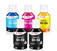 Clywenss Pack de 5 botellas de tinta compatibles GI-56 para Canon GI56 | Compatible con Canon MAXIFY GX7050 GX6050 GX5050 GX4050 GX3050 GX5550 GX6150 GX6550 GX7150 (2 negro, cian, magenta, amarillo)