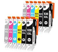 Clywenss PGI-530 CLI-531 XXL Cartuchos de Impresora compatibles con Canon 530 531 PGI530 CLI531 Cartuchos para TS8750 TS8751 TS-8750 TS-8751 TS-8751 Tinten, Paquete de 12 Unidades