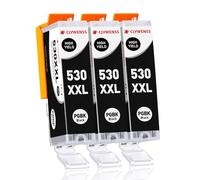 Clywenss PGI-530 XXL PGBK Cartuchos de Impresora compatibles con Canon PGI-530XXL PGI-530 530 Cartuchos Negro para TS8750 TS8751 TS-8750 TS-8751 TS-8751 Tintas, Pack de 3