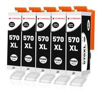 Clywenss PGI-570XL PGBK Cartuchos de Impresora Compatibles con Canon PGI-570 XL 570 para TS5050 MG5750 TS5055 TS5051 MG6850 TS5053 MG5753 MG5751 TS8050 MG7750 MG6853 MG6852 MG5700, Pack de 5