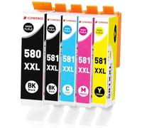 Clywenss PGI-580XXL CLI-581XXL Cartuchos de Tinta Compatíveis para Canon 580 581 XXL para PIXMA TS6150 TR8550 TR7550 TS6151 TS8150 TS9150 (PGBK, Negro, Cian, Magenta, Amarillo)