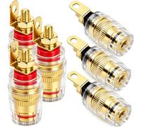 CLYXGS Poste de encuadernación de cristal de 4 mm, terminal de enchufe banana de cobre puro con rosca M4, conector de alta corriente de 25 A para amplificador HiFi, altavoz, audio de coche e