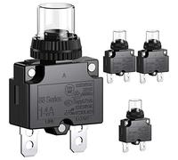 Clyxgs Serie 88 - Interruptor de potencia de 3 A con protección térmica contra sobrecarga, juego de pulsador manual con terminales de conexión rápida y tapa de tecla impermeable, 4 unidades, 14A