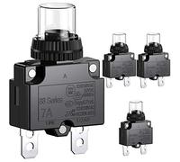 Clyxgs Serie 88 - Interruptor de potencia de 3 A con protección térmica contra sobrecarga, juego de pulsador manual con terminales de conexión rápida y tapa de tecla impermeable, 4 unidades, 7A