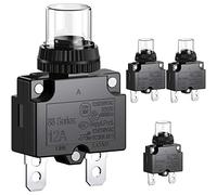 Clyxgs Serie 88 - Interruptor de potencia de 3 A con protección térmica contra sobrecarga, juego de pulsador manual con terminales de conexión rápida y tapa de tecla impermeable, 4 unidades, 12A