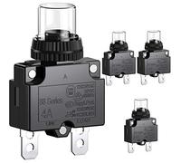 Clyxgs Serie 88 - Interruptor de potencia de 3 A con protección térmica contra sobrecarga, juego de pulsador manual con terminales de conexión rápida y tapa de tecla impermeable, 4 unidades, 4A