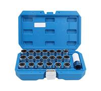 CLZothique 21 piezas de llave para tuercas de rueda antirrobo, herramienta removedora de pernos; removedor de tuercas de rueda con bloqueo, incluye una llave de vaso CR-MO de 17 mm y 20