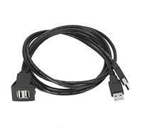 CLZothique Cable de extensión USB 2.0 con doble interfaz, adaptador impermeable para la transferencia de datos en el automóvil, cable de montaje empotrado en el tablero para el puerto USB del (1M)