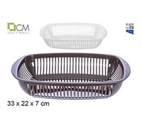 CM 107507 Cesta Rectangular, Marron, Blanca, 33 X 22 X 7, Plastico, Multicolor, 33.5 x 21 x 7.5