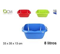 Cm 151817 Barreño Plastico Cuadrado Colores, 8 Litros