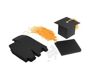 CM 20 cajas negras para dulces de graduación, regalos de fiesta, caja de regalo con borla