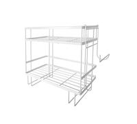 CM BAÑOS - Estantería Doble para Inodoro - Organizador Baño, Portarrollos Incluido, Gran Capacidad - Estantería de Acero Lacado sobre el Inodoro, Sin Necesidad de Agujeros, Blanco Mate, 34x15 cm