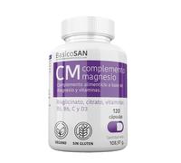 CM Complemento Magnesio con Bisglicinato de Magnesio y Citrato | Vitaminas B6, B5, C y D3 | Contribuye a reducir el cansancio y la fatiga | 120 Cápsulas | Vegano | Sin Gluten. BasicoSan