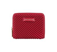 CM Conte Massimo Cartera Monedero Mujer Pequeña - Billetera de PU Efecto Trenzado con Cremallera, Rojo