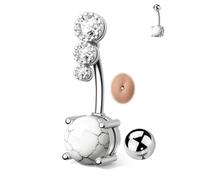 CM Crareesi Mania Piercing para ombligo de estilo bohemio, color turquesa, 14G, Acero inoxidable, Turquesa