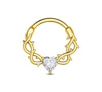 CM Crareesi Mania Piercing para tabique de acero inoxidable 316L con forma de corazón y vides de 16 G, aro de hélice, plata y oro, para cartílago, septum, joyería para mujer, 8 10 mm, 16G10MM, Acero