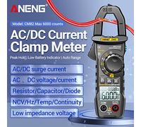 CM82 Pinza amperimétrica digital Multímetro RMS verdadero de 6000 recuentos para voltaje de 600 V CA CC y medición de corriente CA CC de 600 A NCV Resistencia Capacitancia (Negra)
