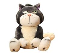 CMADJT 15-65 cm Cenicienta Lucifer Gato Peluche Juguete Figura de Felpa de Dibujos Animados Princesa Niños Animales de Peluche Muñecas Kawaii Muñeca Compañera para Regalo de Cumpleaños,Grey-35cm