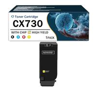 CMADJT Cartucho de tóner CX730 con Chip remanufacturado 71C20K0 71C20C0 71C20M0 71C20Y0 Compatible con impresoras láser CS730de CS735de CX730de CX735adse CX737adzse,Yellow-1Pack