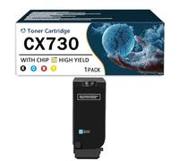 CMADJT Cartucho de tóner CX730 con Chip remanufacturado 71C20K0 71C20C0 71C20M0 71C20Y0 Compatible con impresoras láser CS730de CS735de CX730de CX735adse CX737adzse,Cyan-1Pack