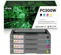 CMADJT Cartuchos de tóner remanufacturados PC300W con Chip de Repuesto para impresoras láser Ricoh PC300W, PC301W, PC311W, MC250FW, MC250FWB y MC251FW para Productos de Oficina,4Color-1Pack