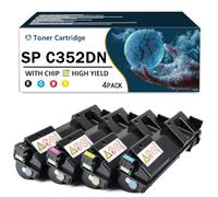 CMADJT Cartuchos de tóner remanufacturados SP C352DN con Chip de Repuesto para impresoras láser Ricoh SP C352 SP C352DN SPC352 SPC352DN para Productos de Oficina,4Color-1Pack