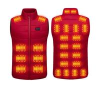 CMADJT Chaleco calefactable con 28 zonas de calefacción para hombre y mujer, chaleco sin mangas con calefacción eléctrica inteligente y cálido para invierno, ideal para actividades,Red-3x_l