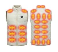 CMADJT Chaleco calefactable con 28 zonas de calefacción para hombre y mujer, chaleco sin mangas con calefacción eléctrica inteligente y cálido para invierno, ideal para actividades,White-m
