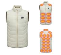CMADJT Chaleco calefactable unisex con 28 zonas de calentamiento, chaqueta sin mangas calefactable de invierno, 4 zonas de control, conexión USB inteligente, calentadores corporales,White-6x_l