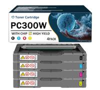 CMADJT Paquete Combinado de 4 Cartuchos de tóner PC300W 408340 408341 408342 408343 compatibles con impresoras a Color Ricoh PC300W PC301W PC311W MC250FW MC250FWB MC251FW,4Color-1Pack