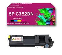 CMADJT Paquete Combinado de 4 Cartuchos de tóner SP C352DN SPC352DN BK/C/M/Y compatibles con la Impresora a Color Ricoh SP C352 SP C352DN SPC352 SPC352DN, de Alto Rendimiento, con Chip,Yellow-1Pack