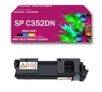 CMADJT Paquete Combinado de 4 Cartuchos de tóner SP C352DN SPC352DN BK/C/M/Y compatibles con la Impresora a Color Ricoh SP C352 SP C352DN SPC352 SPC352DN, de Alto Rendimiento, con Chip,Black-1Pack