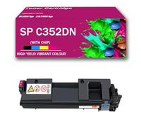 CMADJT Paquete Combinado de 4 Cartuchos de tóner SP C352DN SPC352DN BK/C/M/Y compatibles con la Impresora a Color Ricoh SP C352 SP C352DN SPC352 SPC352DN, de Alto Rendimiento, con Chip,Magenta-1Pack