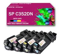CMADJT Paquete Combinado de 4 Cartuchos de tóner SP C352DN SPC352DN BK/C/M/Y compatibles con la Impresora a Color Ricoh SP C352 SP C352DN SPC352 SPC352DN, de Alto Rendimiento, con Chip,4Color-1Pack
