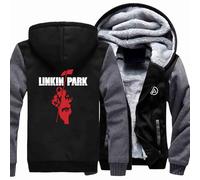 CMADJT Sudadera con Capucha de Manga Larga para Hombre de Linkin Park, Chaquetas con Capucha térmicas de Lana Gruesa, Sudaderas para Correr al Aire Libre, Sudaderas con Capucha,Dark Grey-4XL