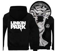 CMADJT Sudadera Gruesa con Capucha para Hombre de Linkin Park, Chaqueta cálida a Prueba de Viento de Invierno con Cremallera Completa, Sudadera con Capucha de Lana Gruesa, Sudadera,Black-L