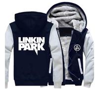 CMADJT Sudadera Gruesa con Capucha para Hombre de Linkin Park, Chaqueta cálida a Prueba de Viento de Invierno con Cremallera Completa, Sudadera con Capucha de Lana Gruesa, Sudadera,Light Grey-M