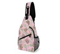 Cmagnifico Bolsa cruzada, bolsa de pecho a rayas negras, bolsa bandolera para viajes, compras, deportes, Lindo perezoso, 38x20cm