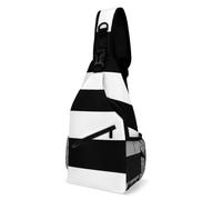 Cmagnifico Bolsa cruzada, bolsa de pecho a rayas negras, bolsa bandolera para viajes, compras, deportes, Estilo:, 38x20cm